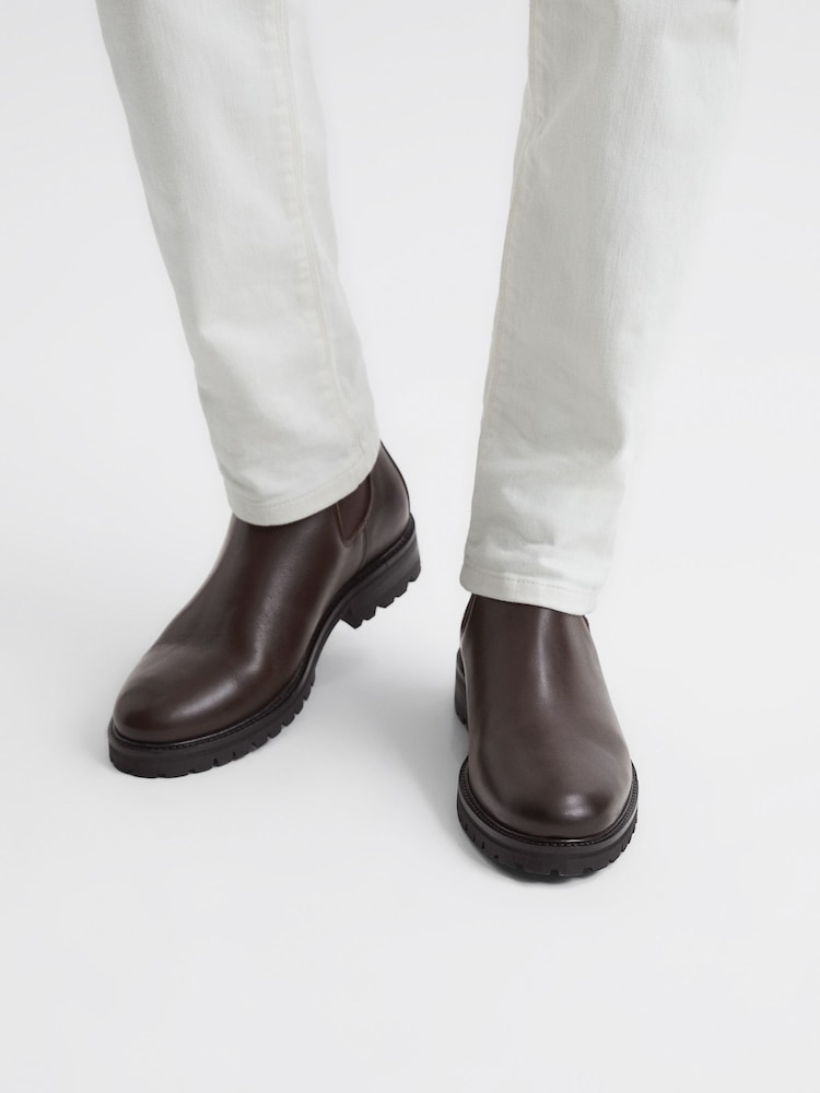 Reiss Chocolate Chiltern Leather Chelsea Boots - Image 1 of 1