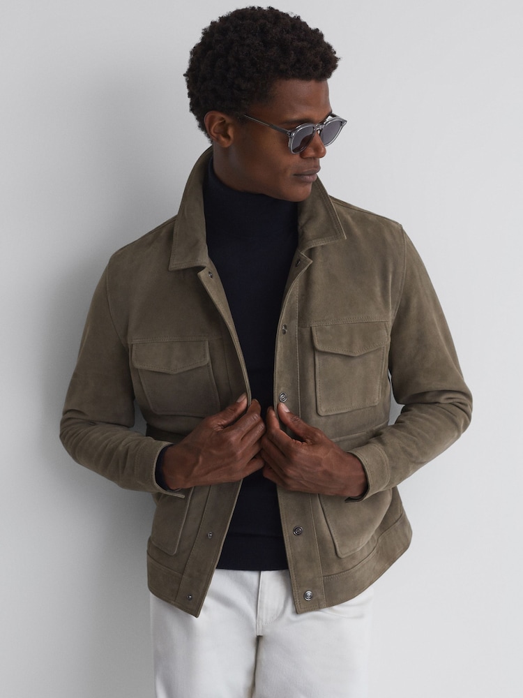 Reiss Sage Ballina Suede Pocket Front Jacket - Image 1 of 5