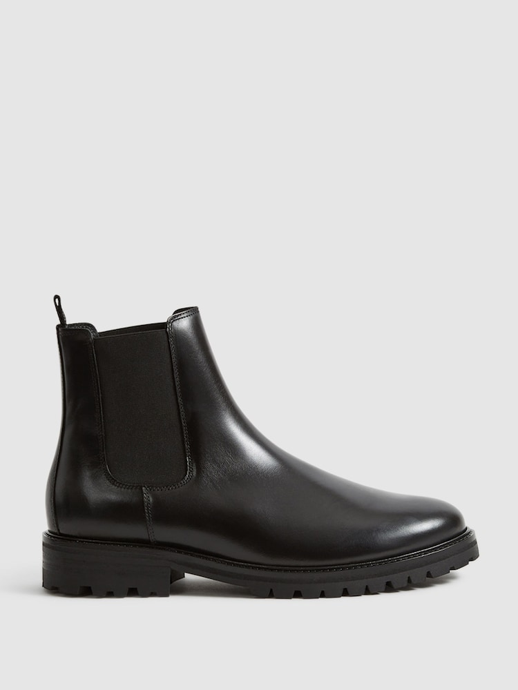 Reiss Black Chiltern Leather Chelsea Boots - Image 1 of 5