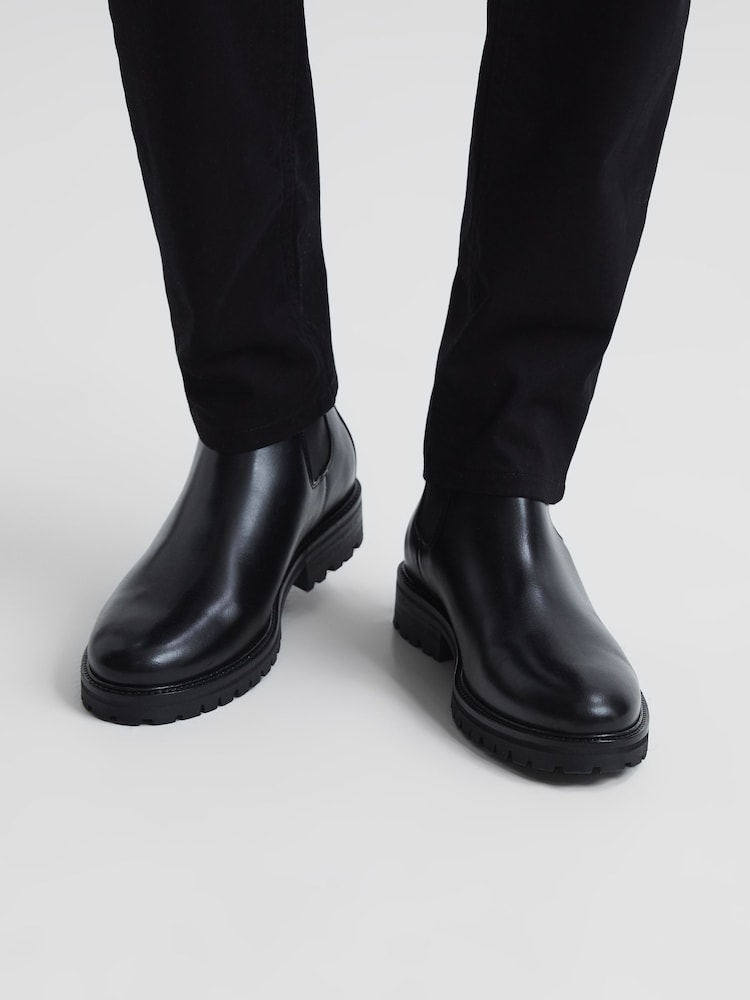 Reiss Black Chiltern Leather Chelsea Boots - Image 2 of 5