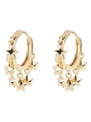 Oliver Bonas Gold Tone Estelle Multi Star Charm Hoop Earrings - Image 1 of 5