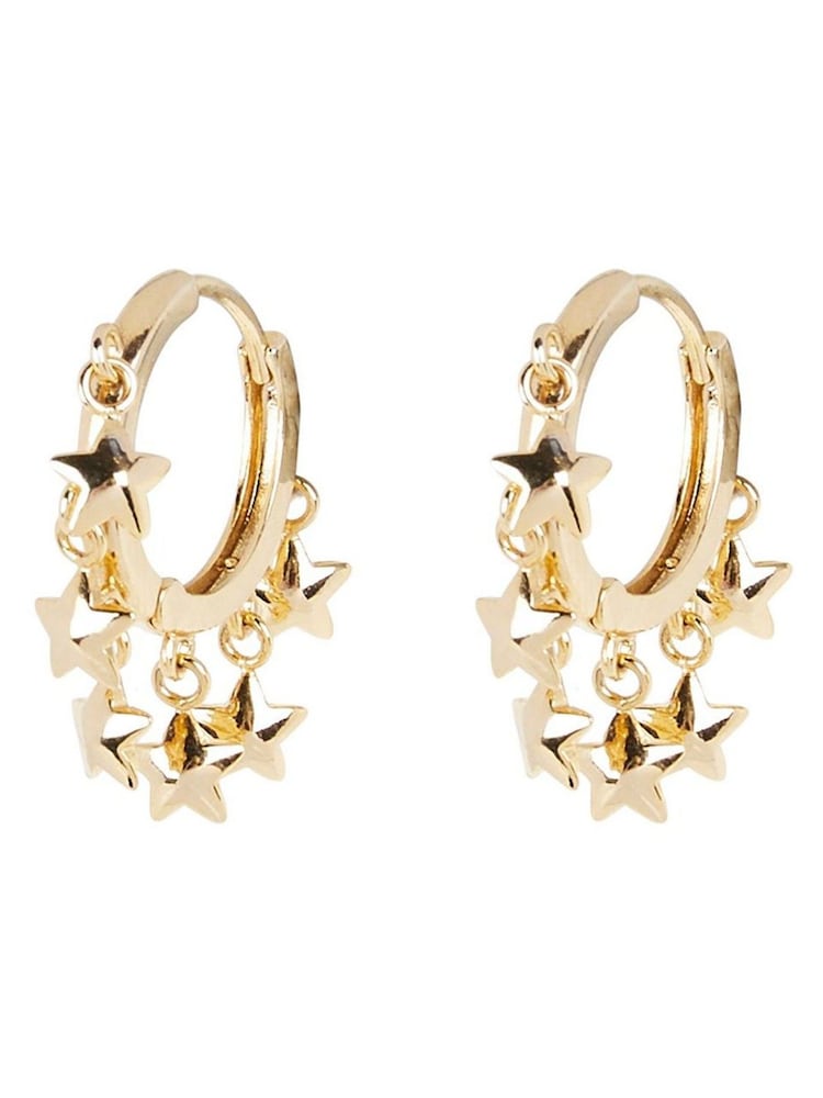 Oliver Bonas Gold Tone Estelle Multi Star Charm Hoop Earrings - Image 1 of 5