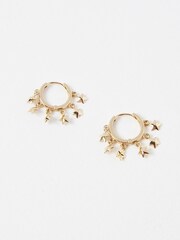Oliver Bonas Gold Tone Estelle Multi Star Charm Hoop Earrings - Image 2 of 5
