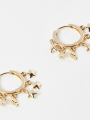 Oliver Bonas Gold Tone Estelle Multi Star Charm Hoop Earrings - Image 3 of 5