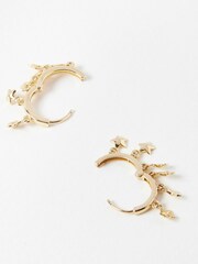 Oliver Bonas Gold Tone Estelle Multi Star Charm Hoop Earrings - Image 4 of 5