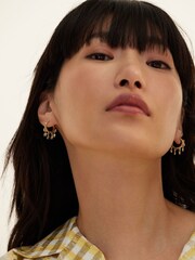 Oliver Bonas Gold Tone Estelle Multi Star Charm Hoop Earrings - Image 5 of 5