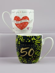 Belly Button Designs 50th with Love you Hearts - Tulip Shaped 2 Mug Set - Image 1 of 1