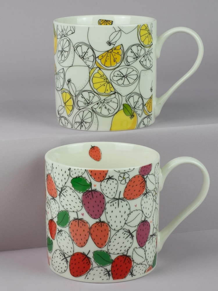 Belly Button Designs Lemon & Strawberry 2 Mug Set - Image 1 of 1 Belly Button Designs Lemon & Strawberry 2 Mug Set - Image 1 of 1