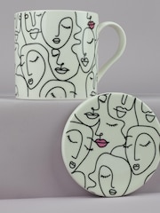 Belly Button Designs Faces Mug & Coaster Set - Image 1 of 2