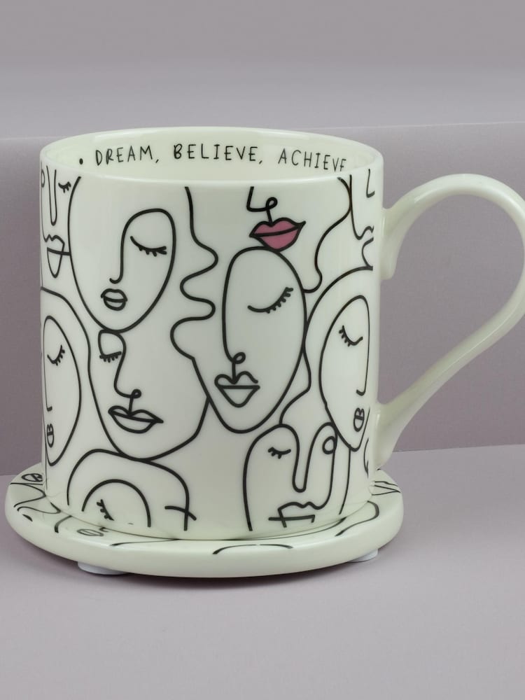 Belly Button Designs Faces Mug & Coaster Set - Image 2 of 2 Belly Button Designs Faces Mug & Coaster Set - Image 2 of 2