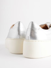 Silver Lace Up Signature Forever Comfort® Leather Chunky Wedge Platform Trainers - Image 4 of 7