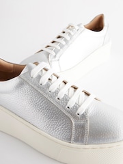 Silver Lace Up Signature Forever Comfort® Leather Chunky Wedge Platform Trainers - Image 5 of 7