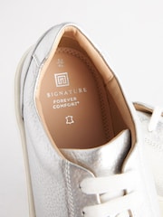 Silver Lace Up Signature Forever Comfort® Leather Chunky Wedge Platform Trainers - Image 6 of 7