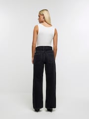 River Island Black Petite 90s Long Straight Leg Jeans - Image 3 of 5