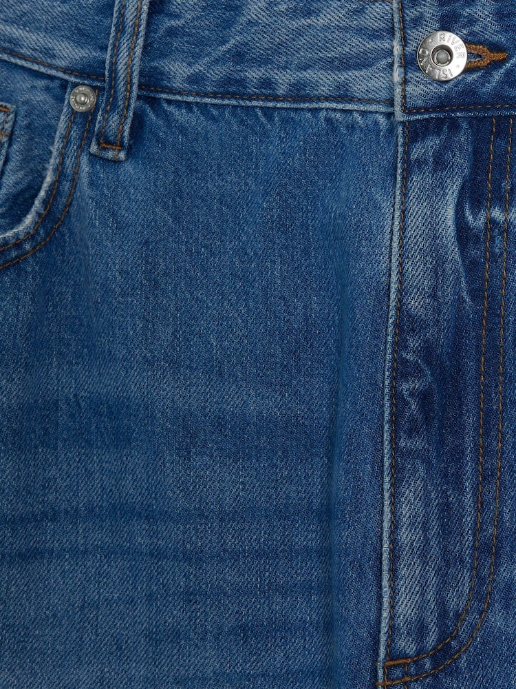 River Island Blue Curve 90s Long Straight Leg High Rise Jeans - Image 6 of 7