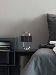 Searchlight Chrome Enchanter Black LED Table Lamp - Image 1 of 3