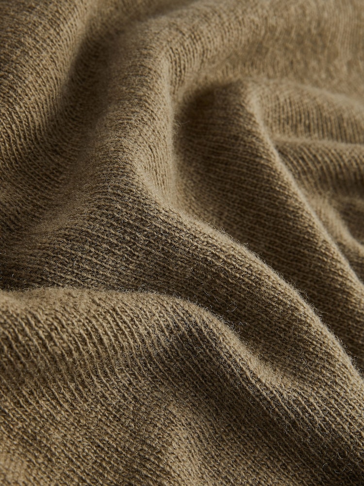 Khaki Green Lambswool Blend Knitted Poncho - Image 10 of 10