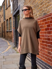 Khaki Green Lambswool Blend Knitted Poncho - Image 2 of 10