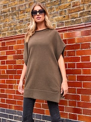 Khaki Green Lambswool Blend Knitted Poncho - Image 3 of 10