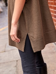 Khaki Green Lambswool Blend Knitted Poncho - Image 6 of 10