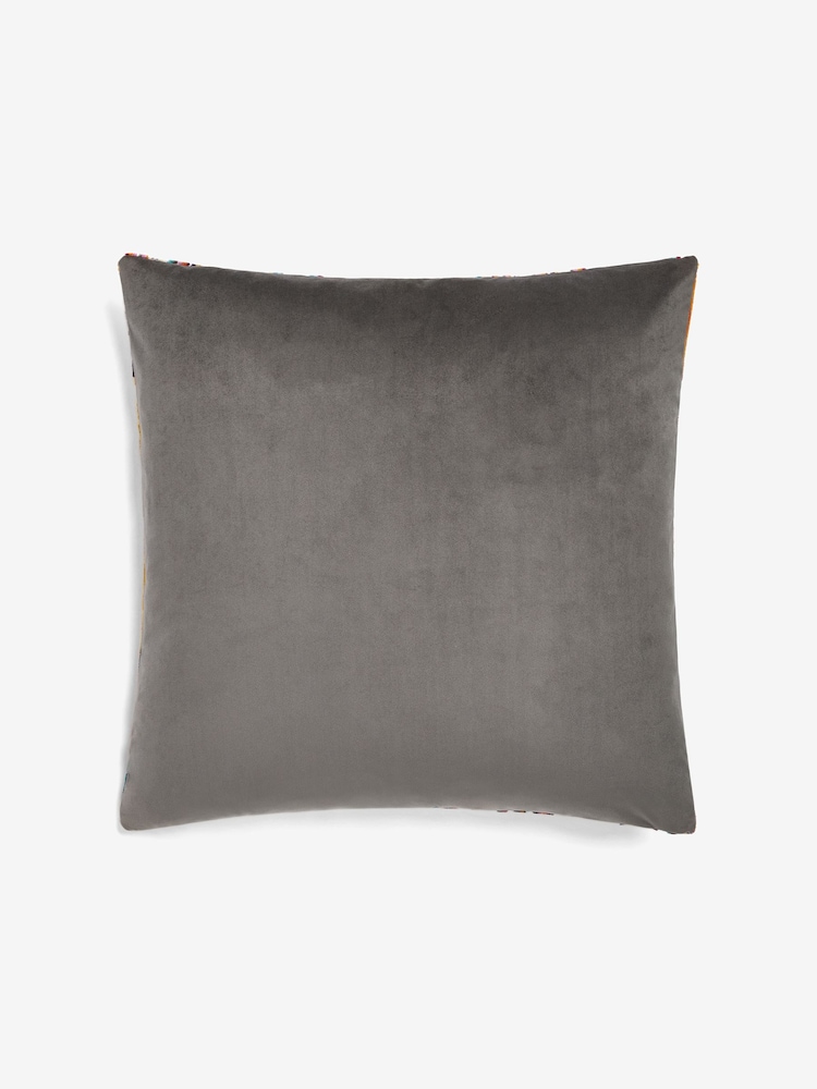Multi Bright 59 x 59cm Cut Velvet Stripe Cushion - Image 3 of 5