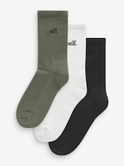 Noir/avoine/vert - Self. Chaussettes de cheville Cushion Sole Lounge 3 Pack - Image 1 de 4