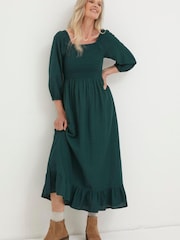 FatFace Forest Green Adele Midi Dress - Image 1 of 5