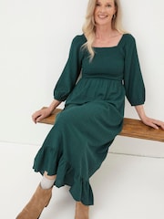 FatFace Forest Green Adele Midi Dress - Image 3 of 5