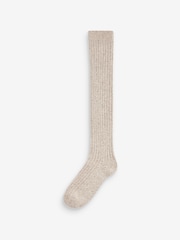 Grey/Cream Thermal Wool Blend Knee High Socks 2 Pack With Silk - Image 3 of 3