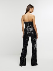 River Island Black Sequin Bandeau Jumpsuit - Image 2 of 4