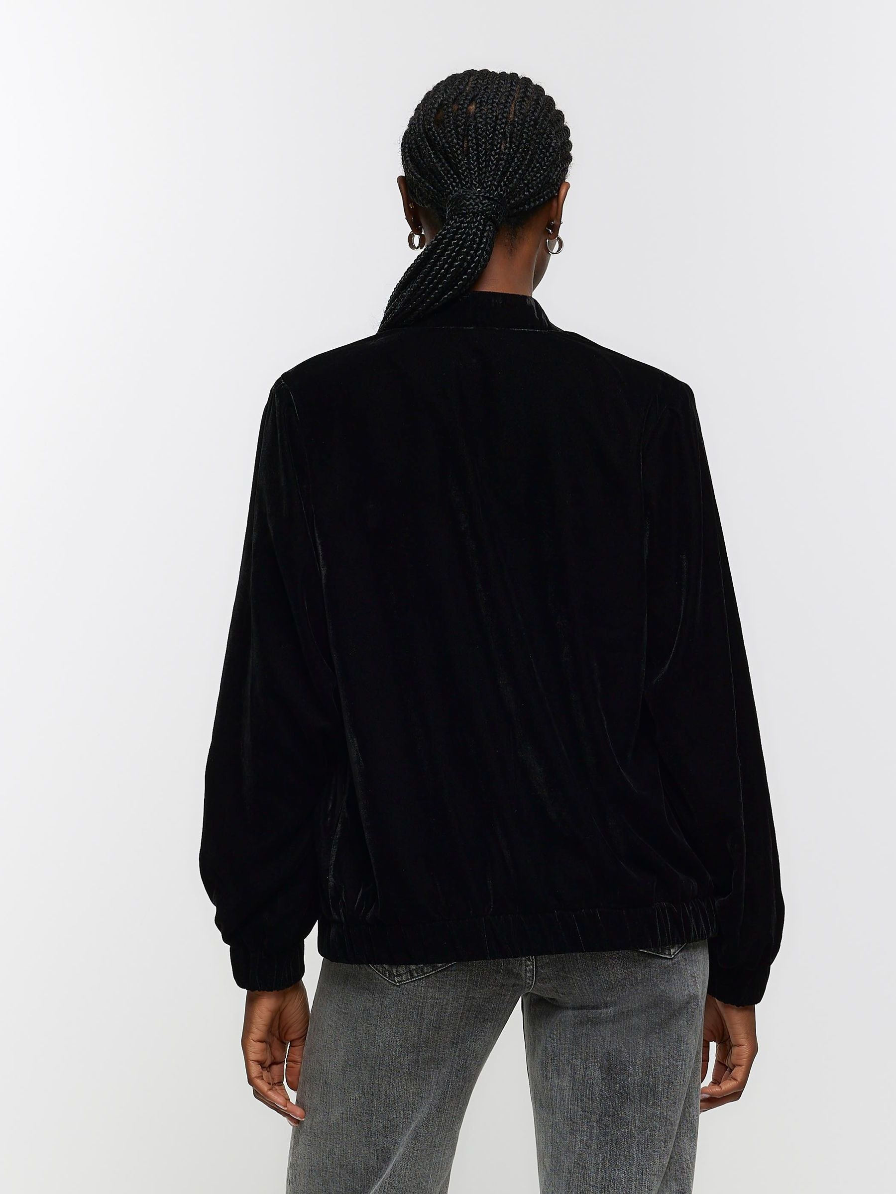 Buy River Island Black Velvet Embellished Bomber Jacket from Next Luxembourg