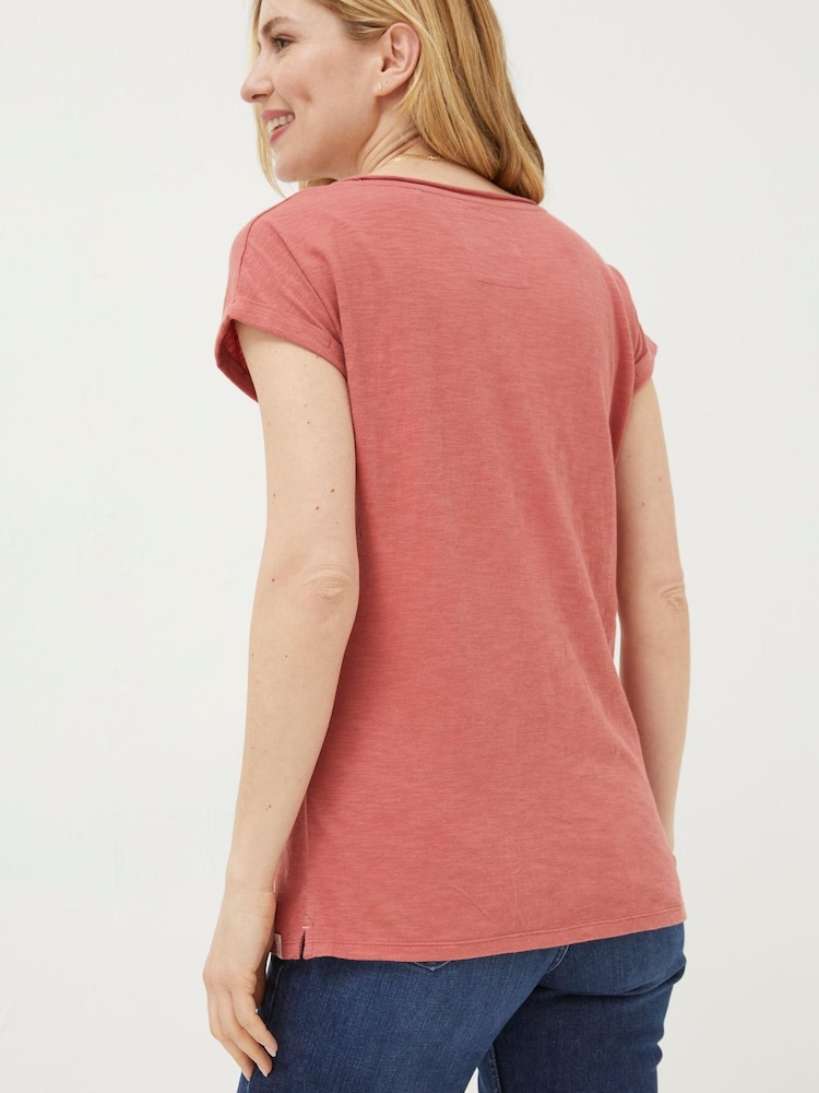 FatFace Red Organic Cotton Ivy T-Shirt - Image 2 of 4 FatFace Red Organic Cotton Ivy T-Shirt - Image 2 of 4