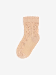 Pink/Neutral Baby Cable Socks 7 Pack (0mths-2yrs) - Image 3 of 8