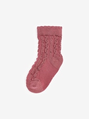 Pink/Neutral Baby Cable Socks 7 Pack (0mths-2yrs) - Image 4 of 8