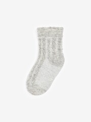 Pink/Neutral Baby Cable Socks 7 Pack (0mths-2yrs) - Image 5 of 8