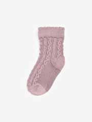 Pink/Neutral Baby Cable Socks 7 Pack (0mths-2yrs) - Image 6 of 8