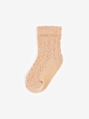 Pink/Neutral Baby Cable Socks 7 Pack (0mths-2yrs) - Image 8 of 8