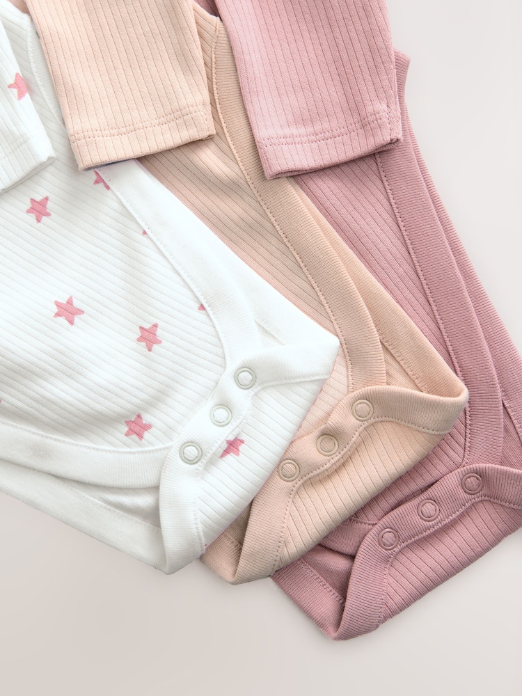 Pink Hip Dysplasia Long Sleeve 100% Cotton Bodysuits 3 Pack - Image 7 of 9
