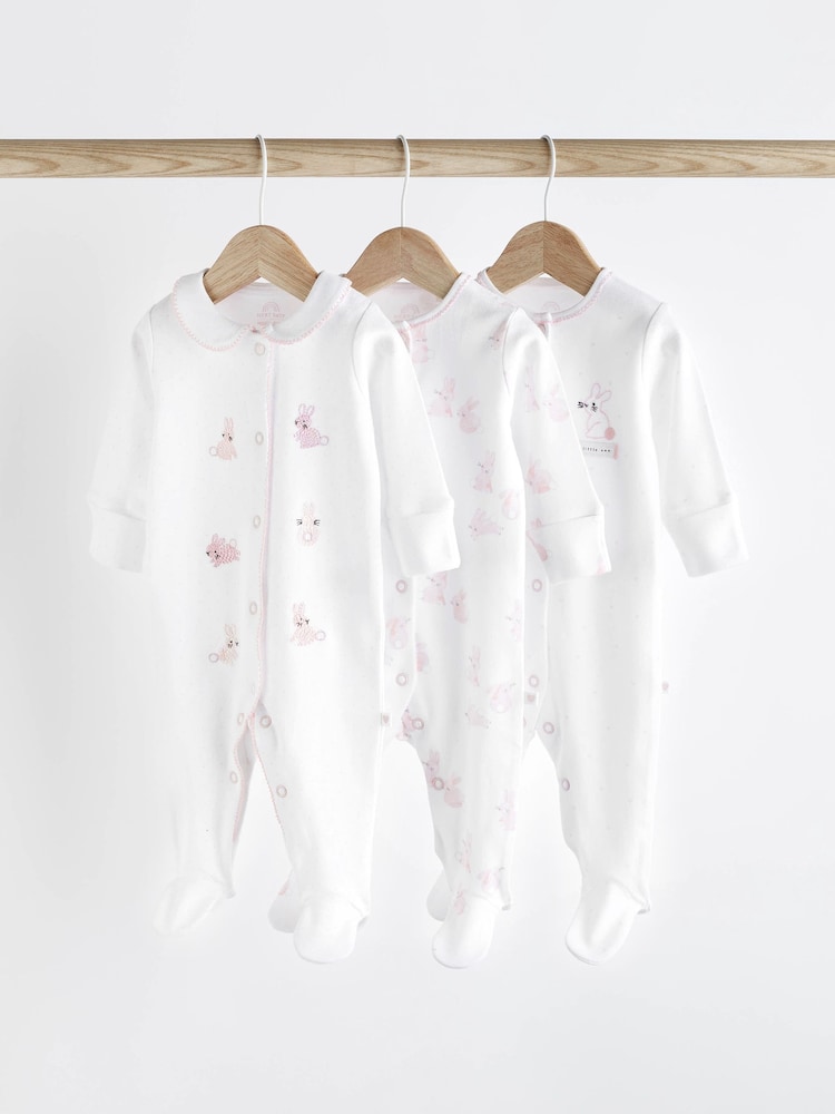 Pink - Baby-Schlafanzüge aus 100 % Baumwolle im 3er-Pack (0–3 J.) - Bild 1 von 1