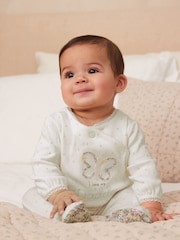 Ecru Butterfly Daddy 100% Cotton Family Sleepsuit (0-2yrs) - Image 1 of 7