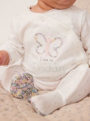 Ecru Butterfly Daddy 100% Cotton Family Sleepsuit (0-2yrs) - Image 2 of 7