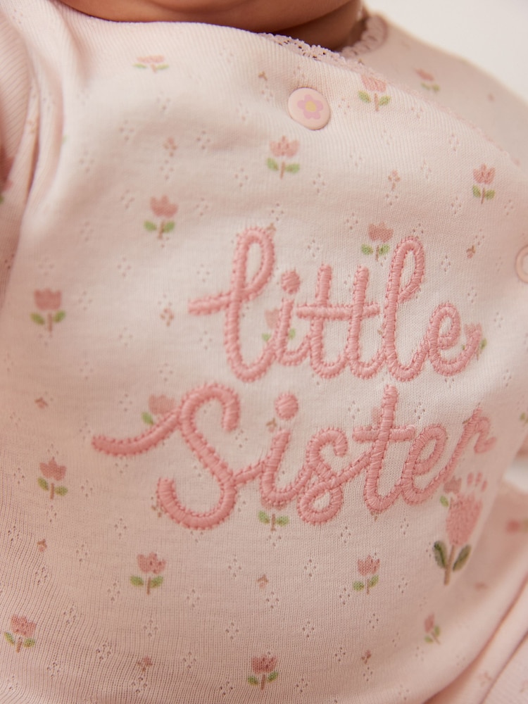Pink Little Sister Baby Sleepsuit (0-18mths) - Image 3 of 8