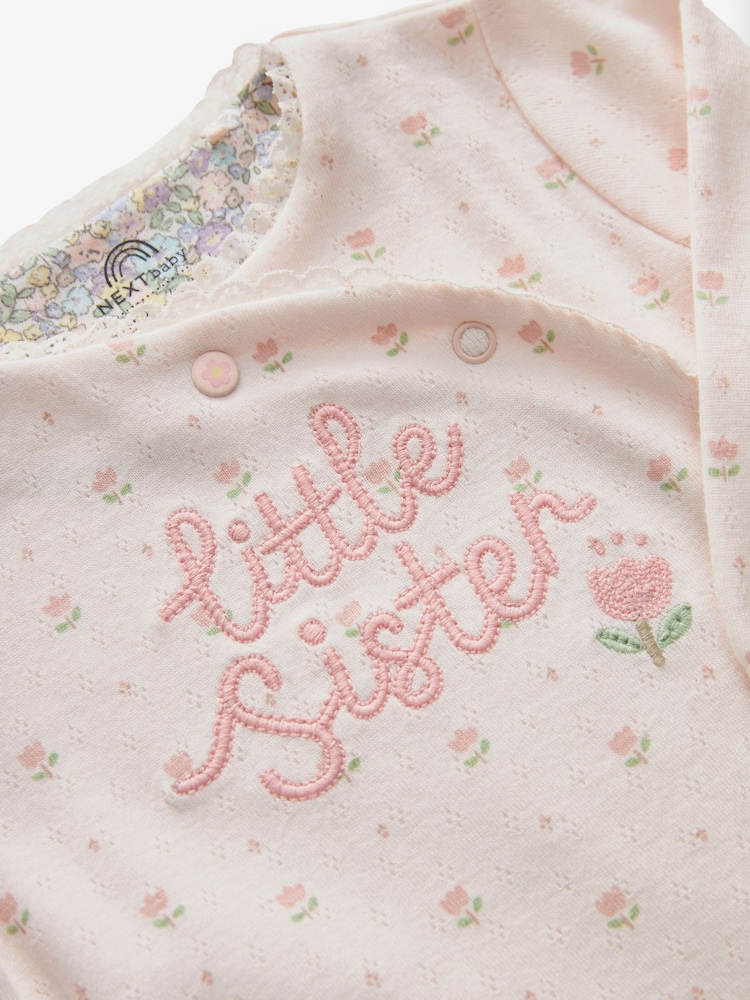 Pink Little Sister Baby Sleepsuit (0-18mths) - Image 7 of 8