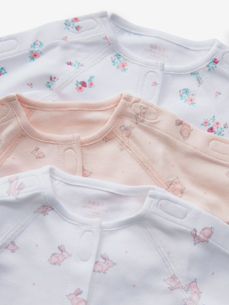 Rose - Combinaisons de nuit pour prématurés 100% coton 3 Lot (0-0mths) - Image 6 de 6