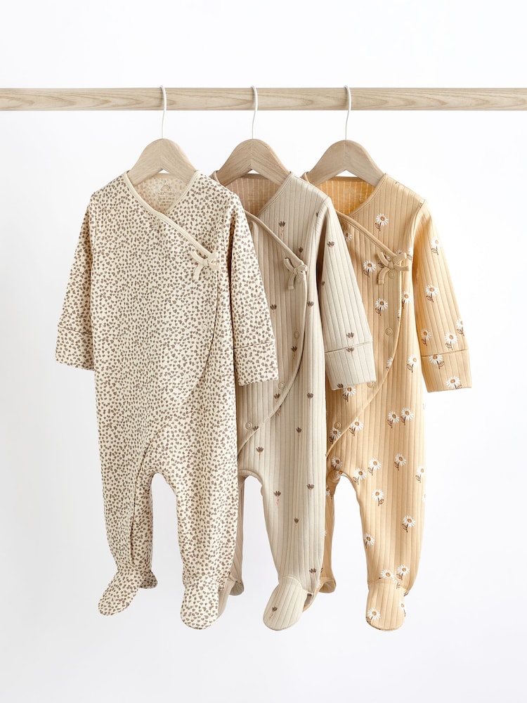 Neutral 100% Cotton Wrap Baby Sleepsuit (0mths-2yrs) - Image 1 of 12