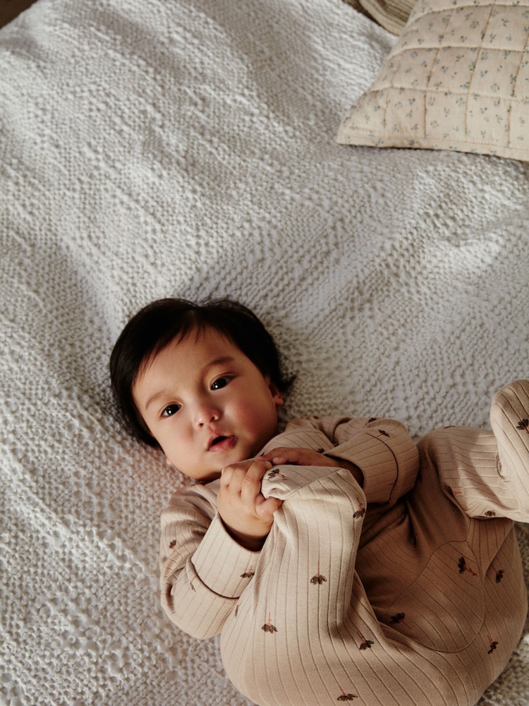 Neutral 100% Cotton Wrap Baby Sleepsuit (0mths-2yrs) - Image 2 of 12