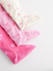 Pink/Cream Two Way Zip 100% Cotton Baby Sleepsuits 3 Pack (0-3yrs) - Image 3 of 7