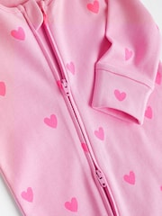 Pink/Cream Two Way Zip 100% Cotton Baby Sleepsuits 3 Pack (0-3yrs) - Image 5 of 7