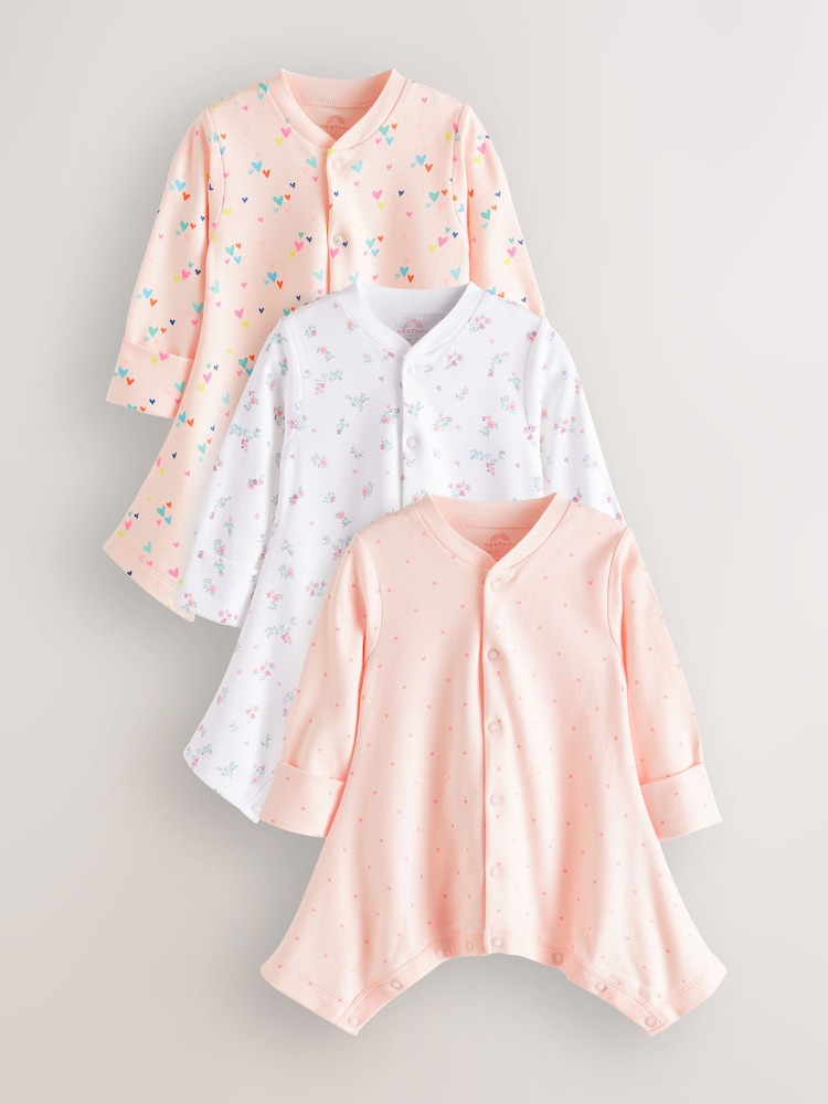 Pink Baby Hip Dysplasia 100% Cotton Sleepsuits 3 Pack (0-3yrs) - Image 1 of 6