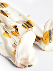 Blue/Yellow Baby Two Way Zip 100% Cotton Sleepsuits 3 Pack (0mths-2yrs) - Image 8 of 12